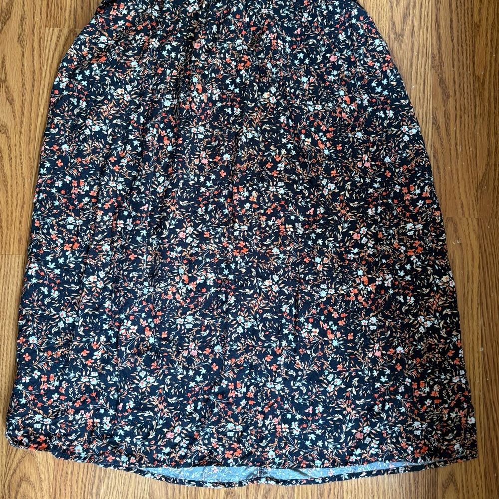 Old Navy Women's Floral Midi Skirt - Black and Orange